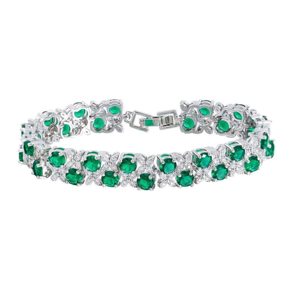 Exquisite Zircon Jewelry Micro-Inlaid Sapphire Flash Diamond Plated White Women'S Bracelet Direct Sales