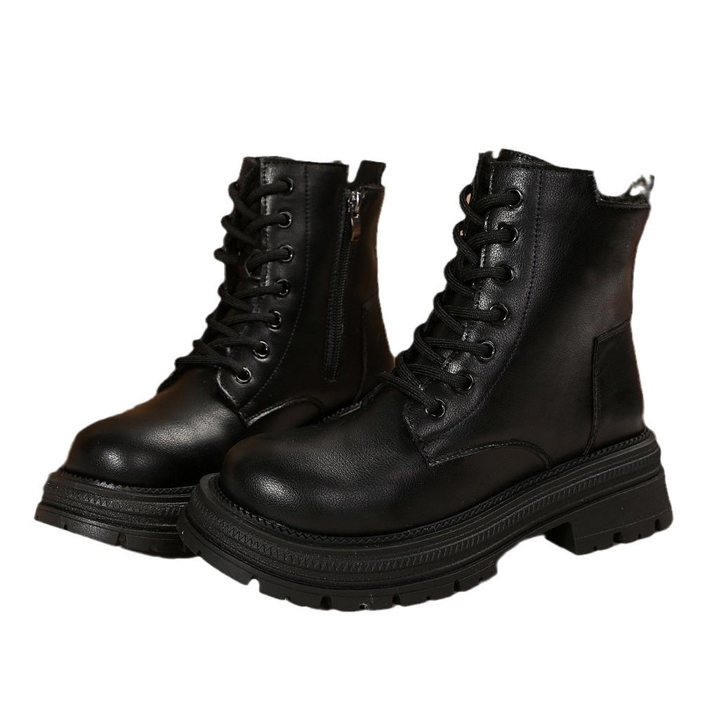 Martin boots New high-top thick-soled lace-up non-slip large-size velvet Martin boots in autumn and winter