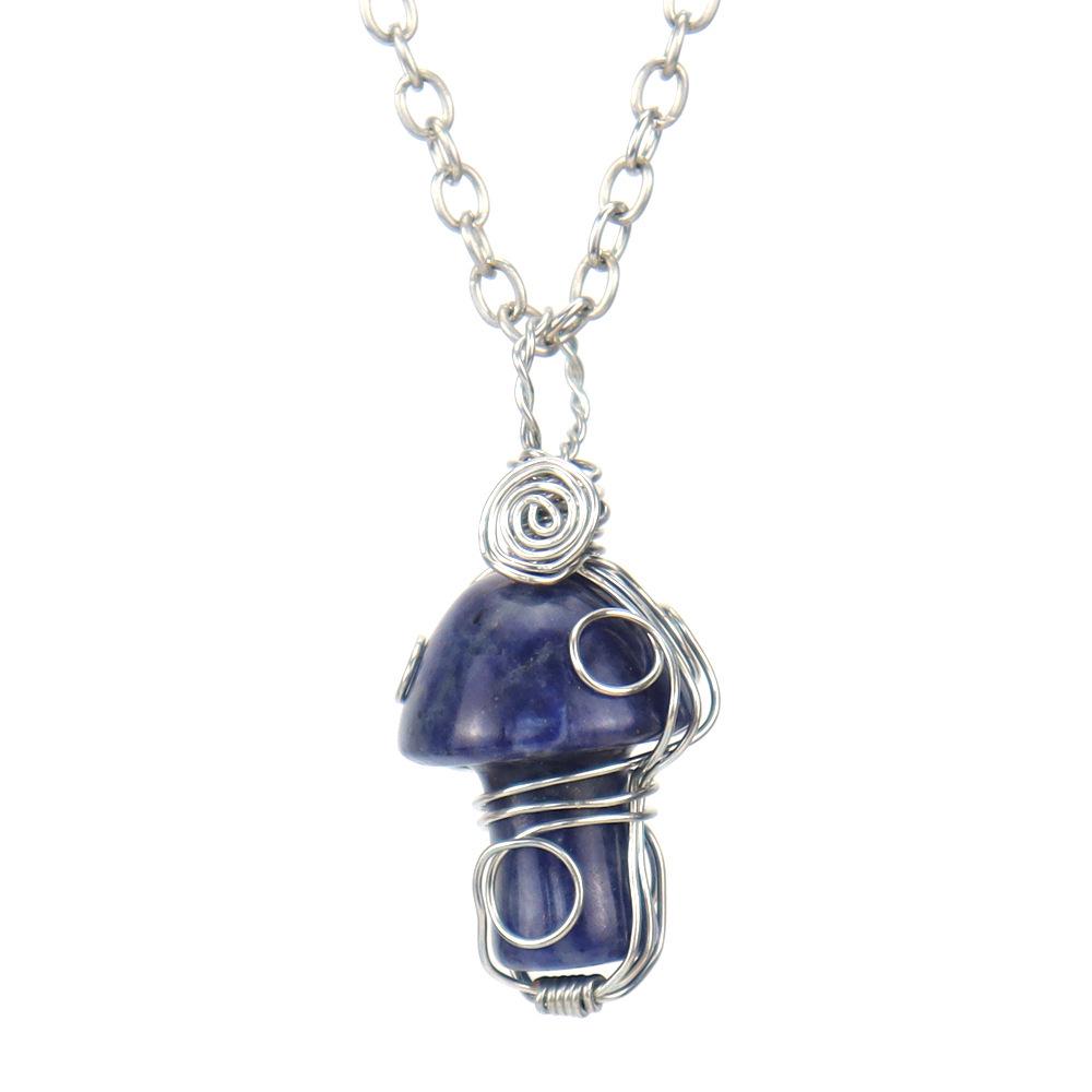 Handmade Crystal Agate Mushroom Pendant Necklace - DIY Jewelry Accessory N587