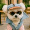 Korean Dog Sun Hat With Sunglasses Adjustable Denim Cap Puppy Visor Hats With Ear Holes Dog Sports Hat For Small Dog Accessoires