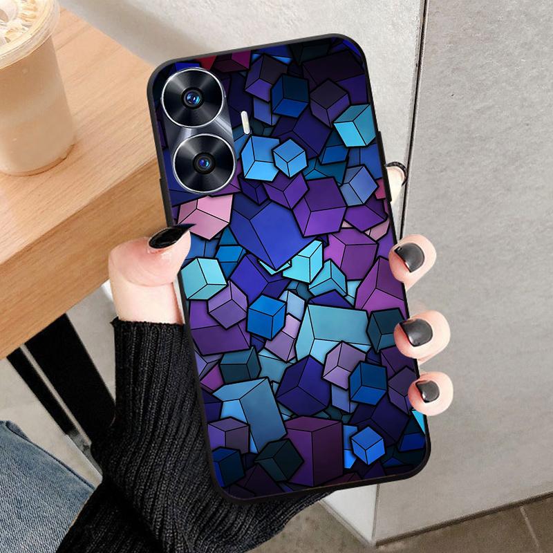 For Realme C55 Case Cool Black Soft Silicone TPU Bumper Protective Phone Case For OPPO Realme C55 case Cover Fundas Shell Coque