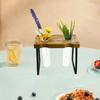 Hydrokultur Pflanzgefäß Pflanzen Terrarium Holzständer Tischplatte Transparente Vase Glas Blume