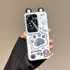 KEYSION Cute Ear Cartoon Case for OPPO A79 5G with Lanyard Soft Silicone+PC Shockproof Phone Back Cover for OPPO A79 5G