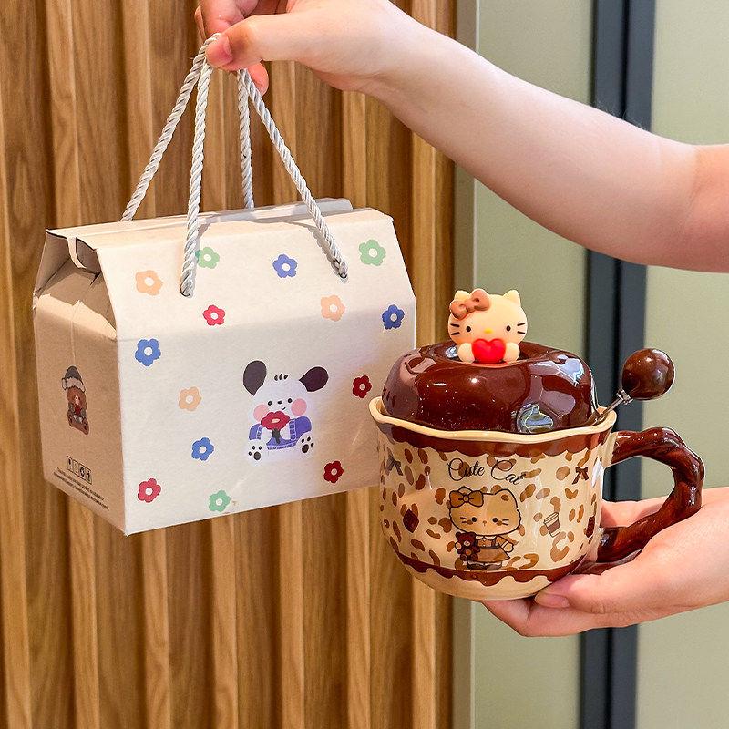 Cute Cat Ceramic Mug Gift Set for Girls and Best Friends' Birthdays