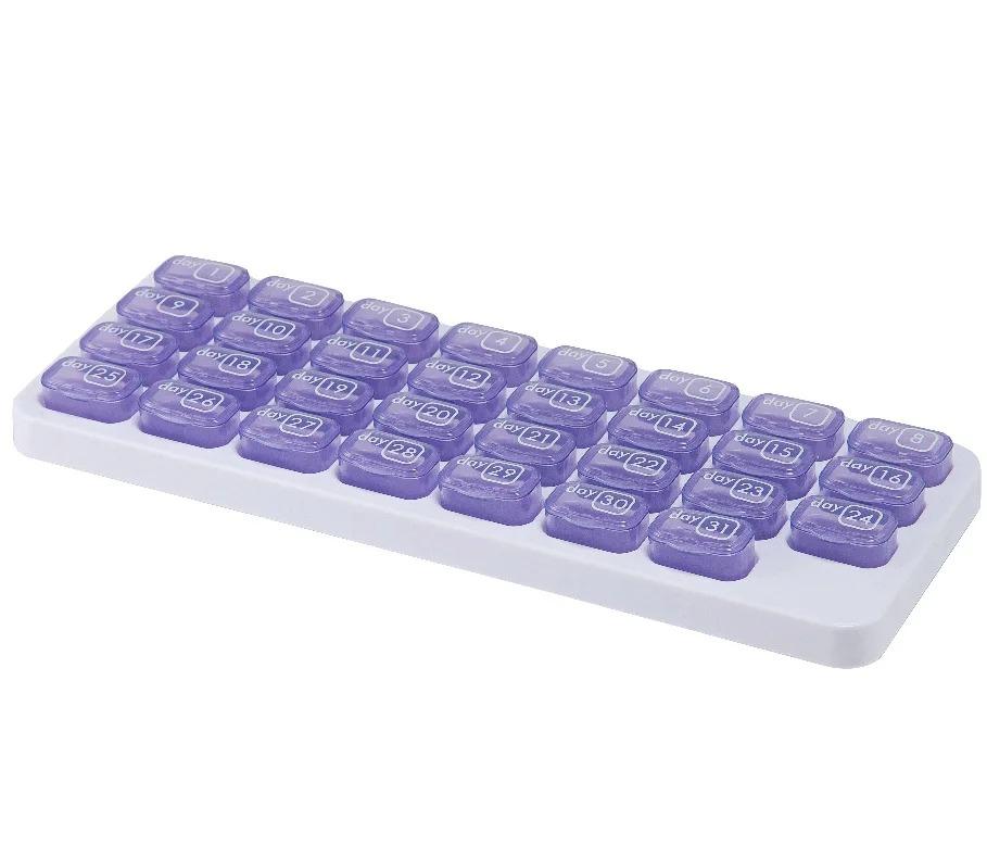 1pc Plastic Multi-compartment Pill Box Keyboard Type 31 Compartments Independent Storage Large Pill Storage Pods With Date