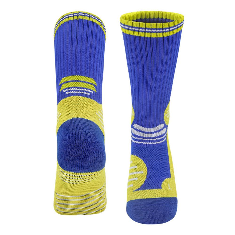 

LINGTU 1 Pair Children Basketball Socks Mid-Calf Anti-Slip Sports Socks M Size for 34-38 Style C Blue+Yellow
