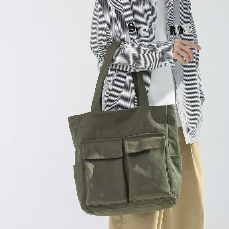 Canvas Bag Large Capacity Men Women's Shoulder Bag Student Class Hand Tote Bag