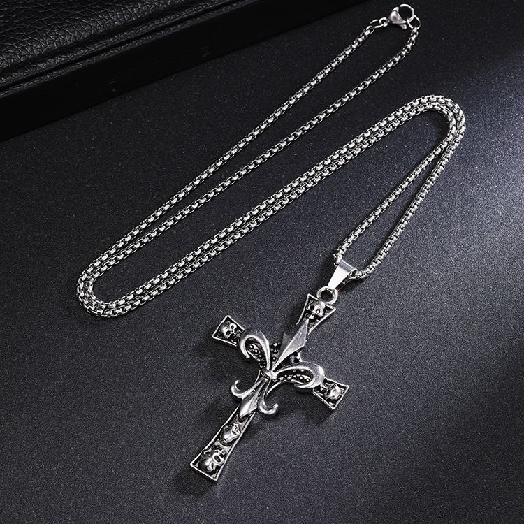 Colier cu Pandantiv Craniu Cruce Punk, Bijuterii Statement Unisex pentru Studenți