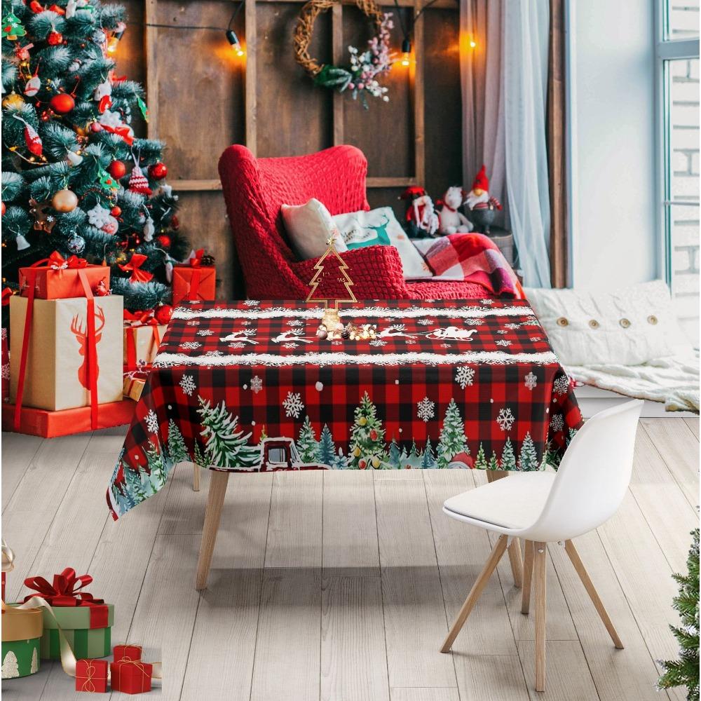 Elegant Red Christmas Tablecloth New Year Dining Table Cover Luxury Rectangular Coffee Table Cloth