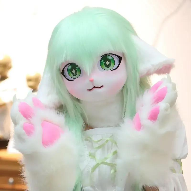 Kigurumi Head Base Cosplay Costume Rabbit Doll Cat Kig Head Mask Headset Party Animal Costume Performance Prop Kid Gift