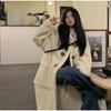 Mid Length Korean Thick Overcoat Cowhorn Button Loose Coat Winter Warm Female Fleece Hoodies Jacket Woman Lamb Wool Coats