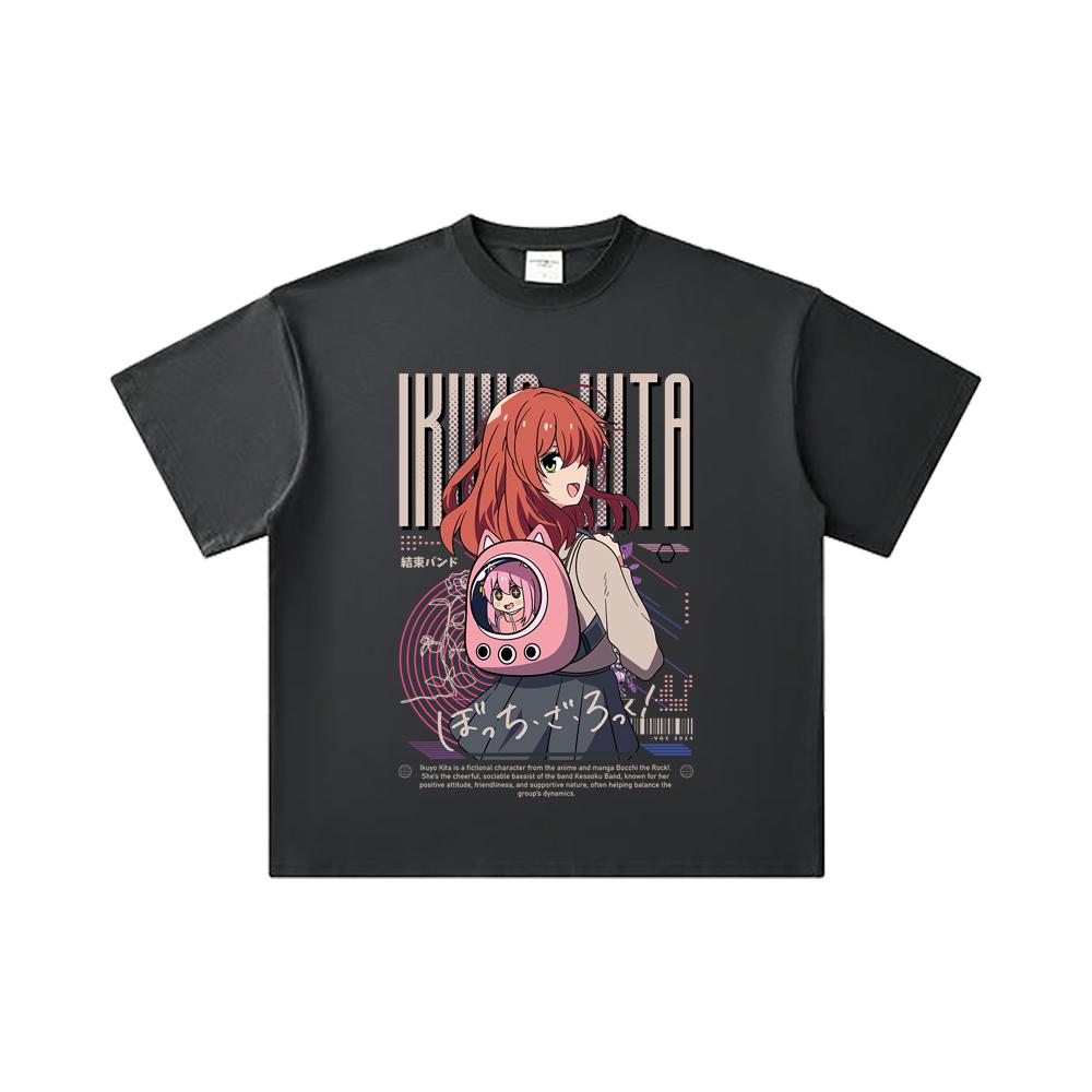 260 GSM Double Yarn 32 Count 100% Cotton Bocchi The Rock V2 Kita Print Unisex Heavy Cotton T Shirt