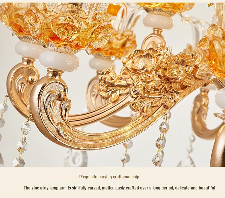 European Zinc Alloy Crystal Chandelier for Living Room, Bedroom, or Restaurant