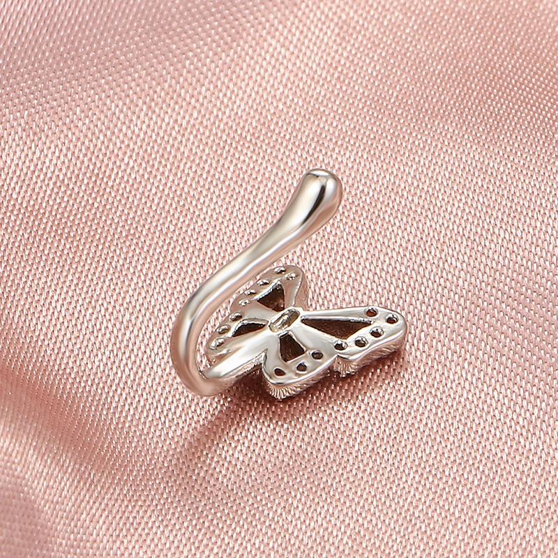 Zircon Butterfly Nose Ring for Women Men U Shaped Fack Piercing Nose Nail No Hole Nose Clip Punk Jewelry Personality Accessories