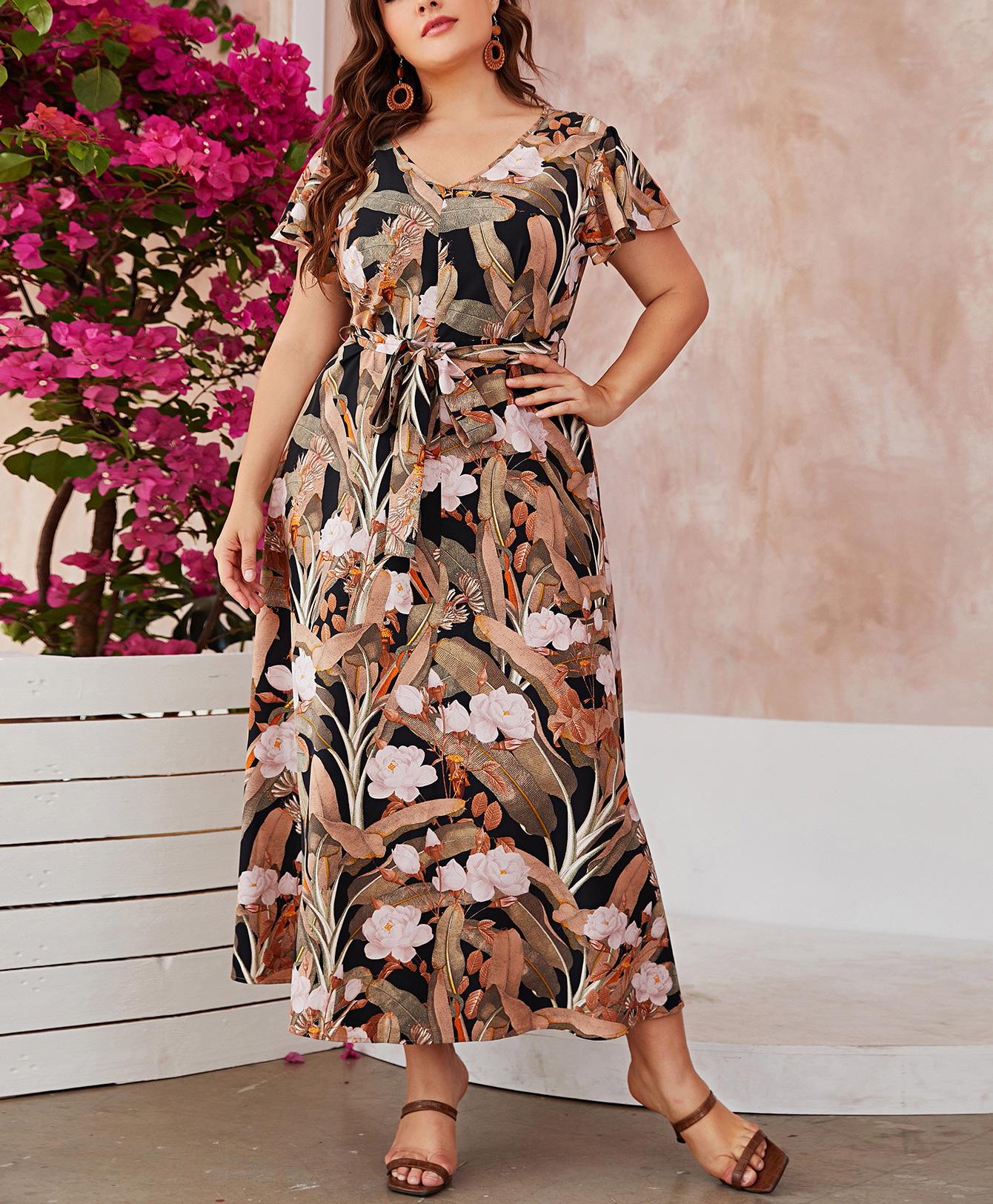 

Special Offer: New Summer Fairy-Style Printed Shirt and Flare Skirt Set for Women 1X-Large цветочные печати