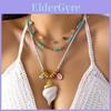 Collier Pendentif Bohème Coquillage Turquoise Avec Chaîne en Acier Inoxydable Pour Style Vacances d'Été