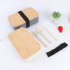 Japanese Bamboo Lid Bento Lunch Box with Large Compartments for Students and Camping