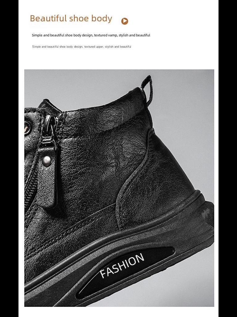 Męskie wodoodporne buty robocze z wysoką cholewką - Antypoślizgowe, casualowe skórzane na każdą porę roku