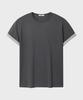 LEIRE Striped Layered Roll-Up T-Shirt [Charcoal]