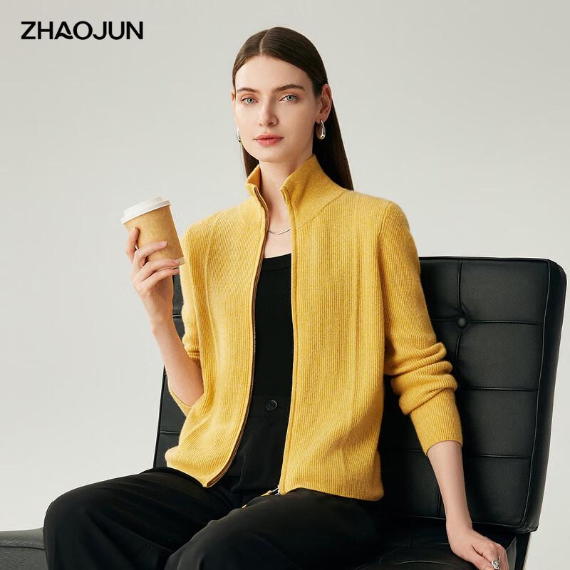 

Zhaojun Women s 100% Cashmere High-Neck Cardigan L