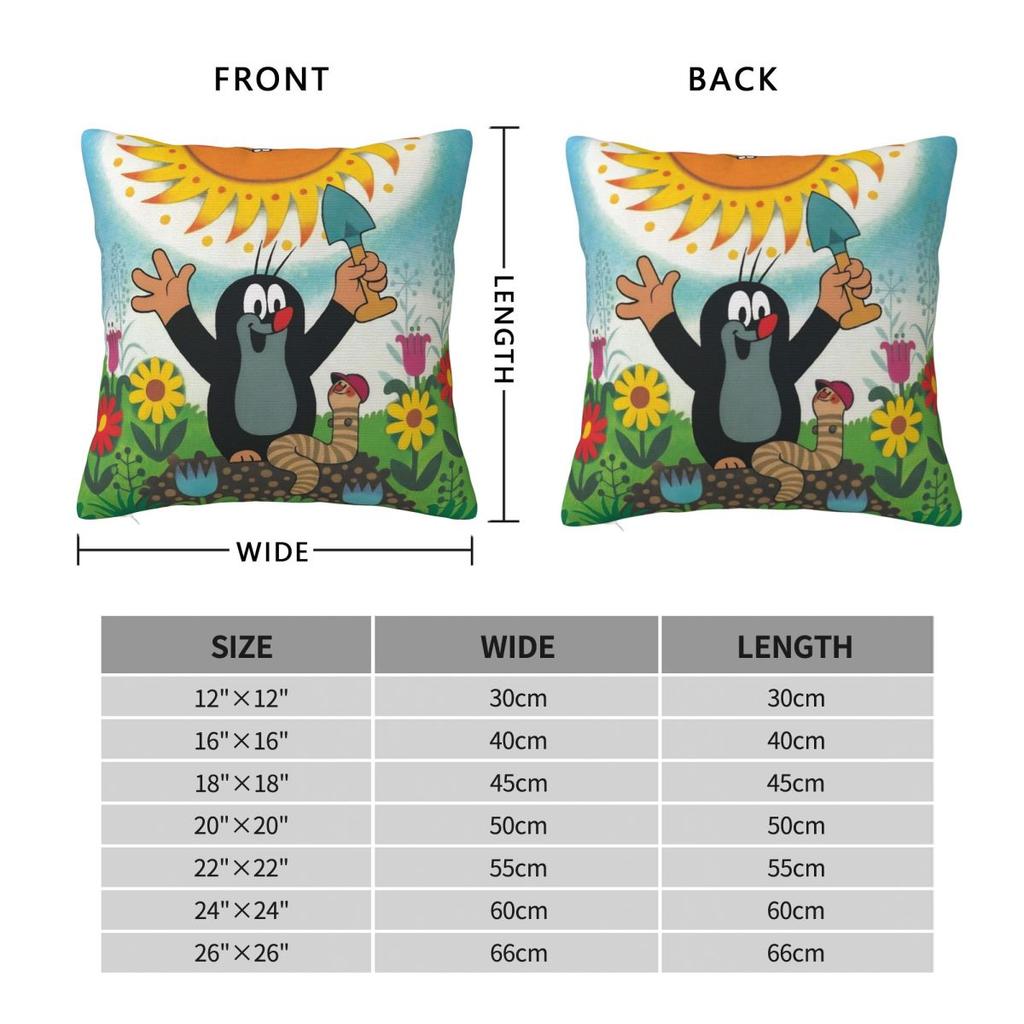 Mole Krtek Little Maulwurf Cartoon Pillowcase Printed Cushion Cover Decorations Throw Pillow Case Cover Home Square 18"