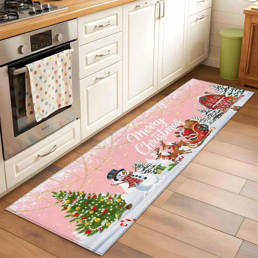 Christmas Hallway Runner Rug Christmas Washable Xmas Floor Mats for Kitchen Bathroom Laundry Room Home Decor Home Bedroom Decor