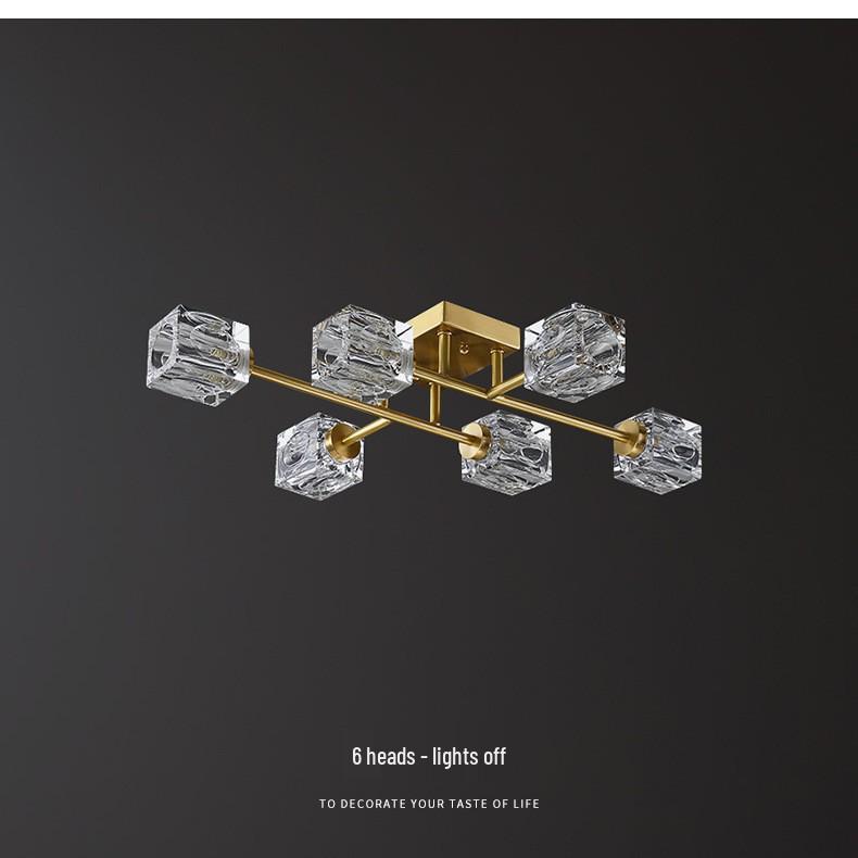 Nordic Luxury All-Copper LED Ceiling Lamp with Crystal Design