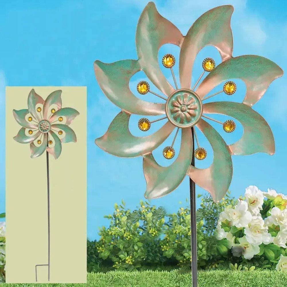 Creative Wind Spinners Rotating Flower Pinwheel Crafts Double Windmill Sculpture  Yard