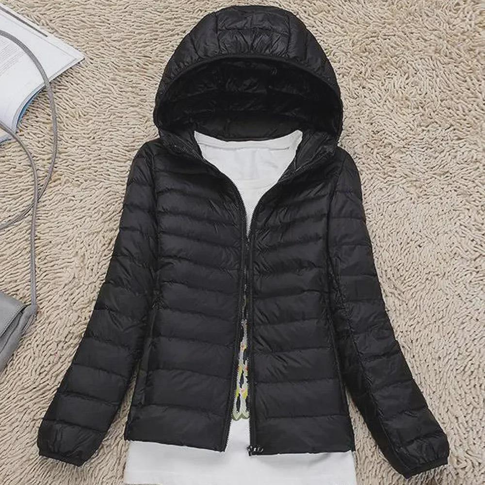 Dames Ultralicht Kort Donzen Katoenen Jack - Opstaande Kraag Winterjas