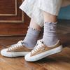 5 Pairs of Female Cotton Sweet Lace Fashion Fungus Edge Floral Embroidery Medium Tube Pile Socks