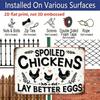 2D Flat 1pc 12"x8" Retro Chicken Lover Aluminium Wall Art with "SPOILED CHICKENS LAY BETTER EGGS" Quote - Vintage Farm Decor, Chicken & Heart Design