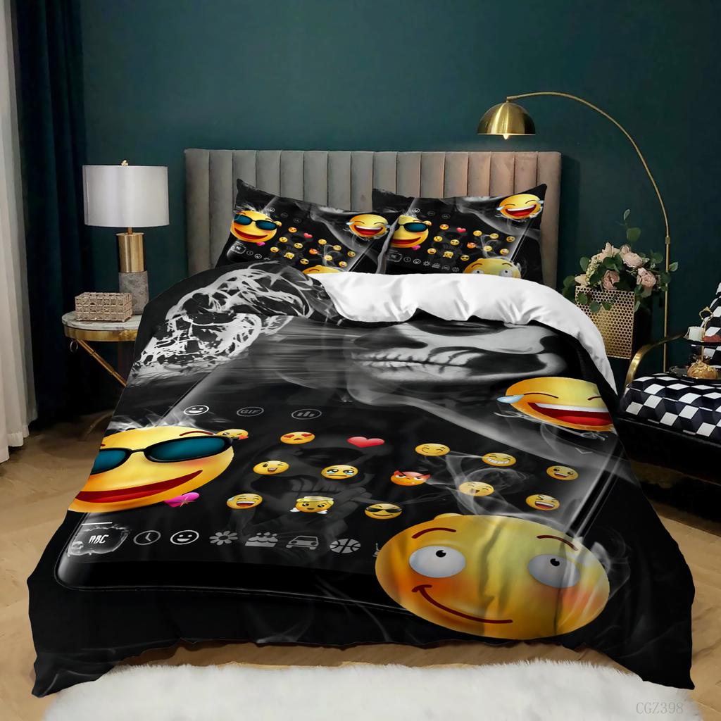 Kit 3D Digital Printing Cartoon Illustration Sticker Bed Three-Piece Quilt Cover Pillowcase