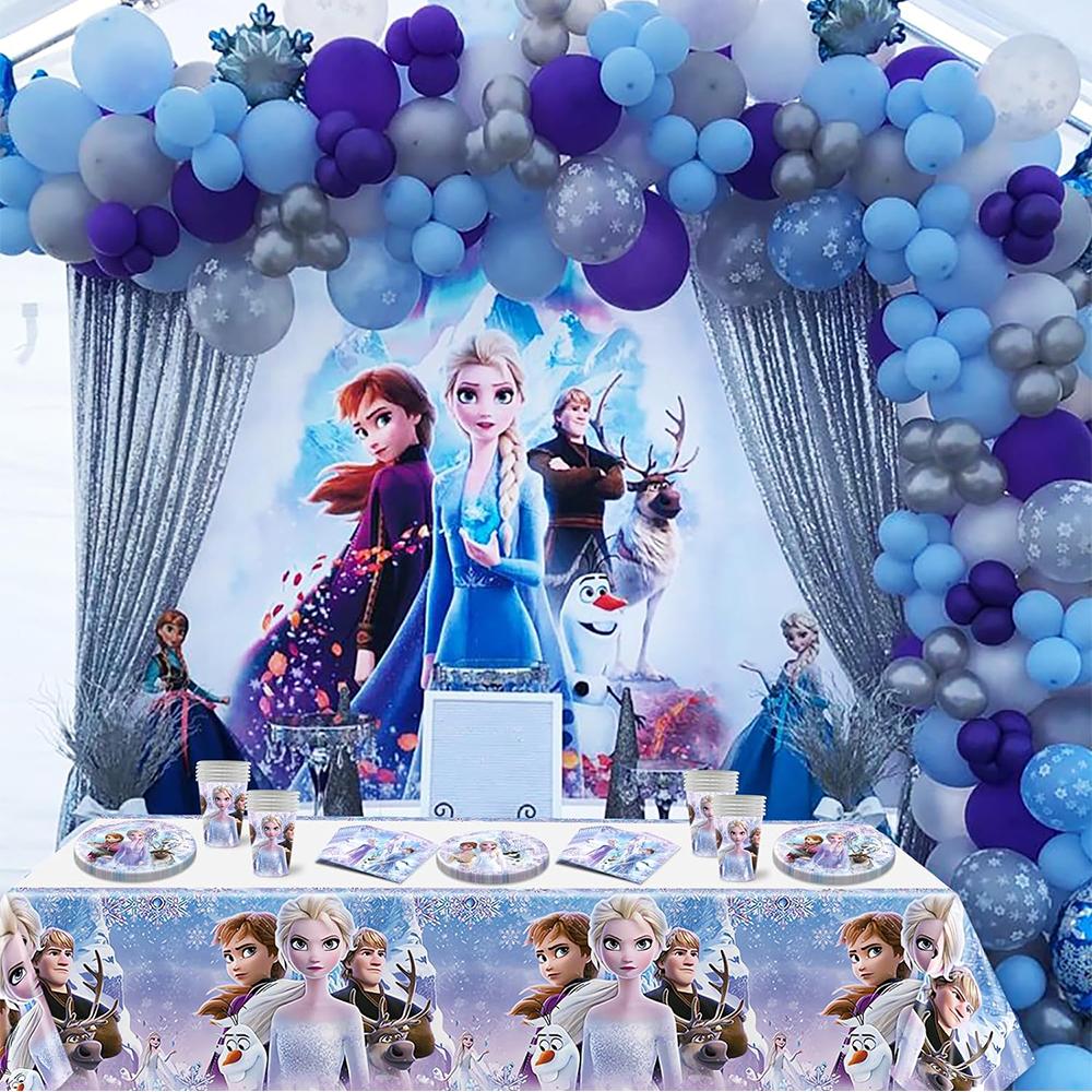 51pcs Frozen Party Tableware Set Includes Plates Napkins Paper Cups Tablecover