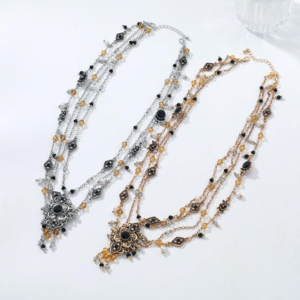 Luxury Baroque Headwear Necklace Lolita Gothic Headpiece Necklace Ethnic Style Jewelry Cosplay