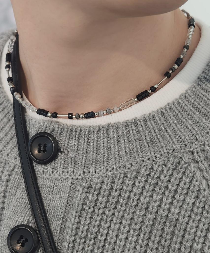 Acha Lapis Multi Bead Necklace _ Black