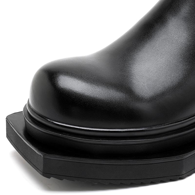A/w New Classic British Street Style Calf Boots for Men's Black Hombre Daily Party Dress Hight Quality Height Increasing Shoes