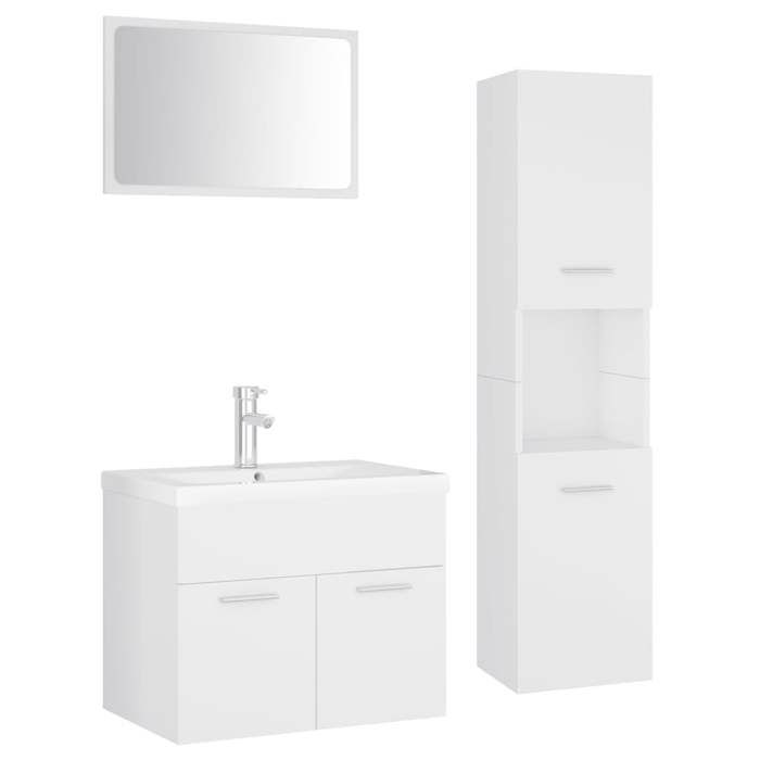 VidaXL Bathroom Furniture Set Storage Cabinet Toilet Cupboard Sink Cabinet and Sink Wall Mirror 3071405