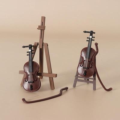 Miniature Dollhouse Christmas Violin Stand Model Prop