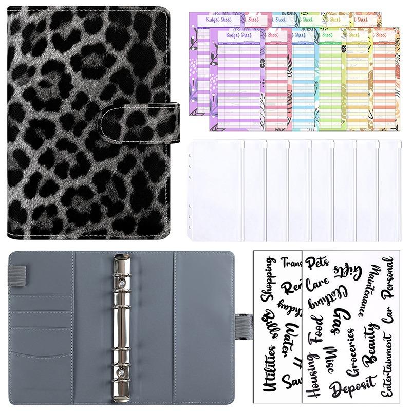 PU Leather Budget Binder With Cash Envelopes Pockets Zip Small French Budget Pouch Binder For Saving Money A6 Planner Organizer