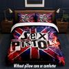 Sex Pistols Design Bett Bettwäsche-Set 1 Bettbezug + 2 Kissenbezüge Weich Atmungsaktiv Haushalt Bettwäsche