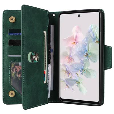 For Google Pixel 7 5G Case Multiple Card Slots Rivet Decor Leather Stand Phone Cover