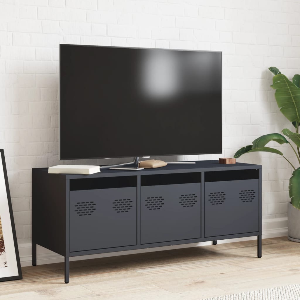 Vidaxl Szafka Rtv, Antracyt, 101,5X39X43,5 Cm, Stal Walcowana Na Zimno
