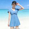 Large size swimsuit women's 1011 one-piece skirt split boxers conservative and slightly fat mm thin to cover meat hot spring loose