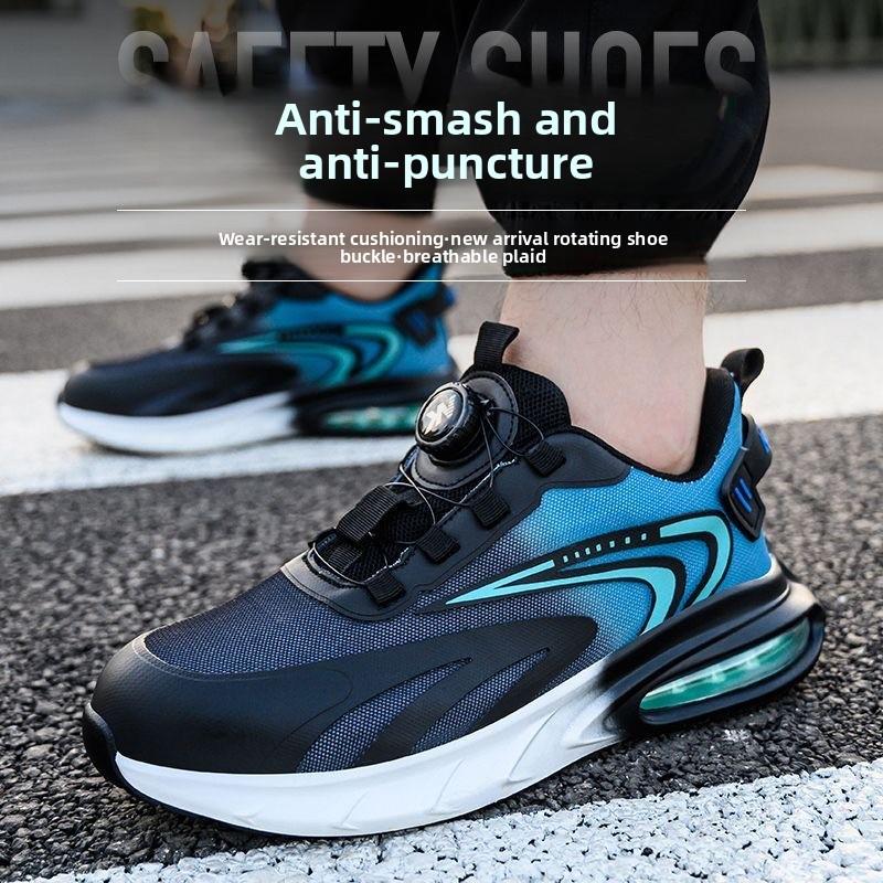 Men's Safety Shoes Steel Toe Soled Male Sneaker Air Cushion Breathable Working Shoes with Protection Anti Smashing Anti Stabbing