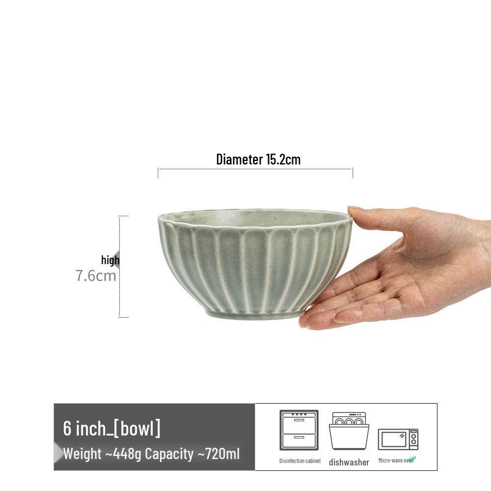 Retro Ceramic Large Bowls for Soup & Vegetables - Practical Tableware for Single Serving