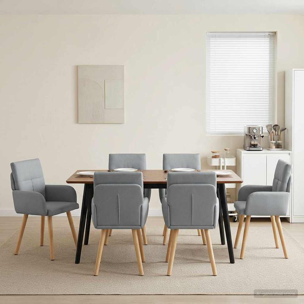 Dining Chairs 6 Pcs Fabric Light Gray 60 X 56 X 96 Cm