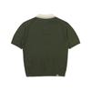 KODAK Collar Contrast Boucle Short Sleeve Knit Khaki