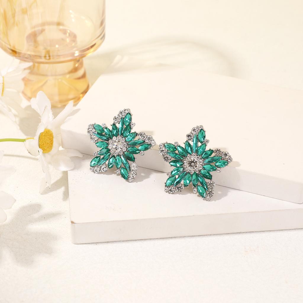 Christmas Star Stud Earrings Minimalist Colorful CZ Hoops Elegant Jewelry For Women