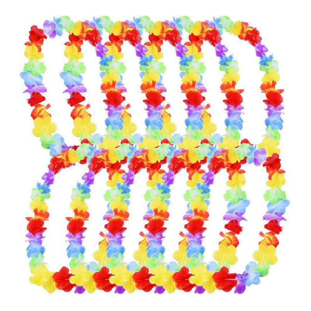 LIOOBO 20pcs Hawaiian Lei Flower Lei Garland Lei Hawaiian Lei Necklace Hibiscus Lei Hula Dance Hair Accessory Garland Party Photo Prop Colorful
