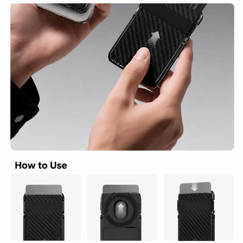 Foldable Phone Wallet Stand Carbon Fiber Texture Phone Card Stand  Mobile Phone